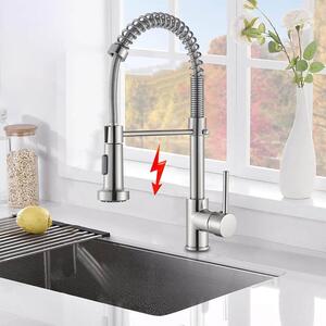 Miscelatore da cucina a bassa pressione, estensibile, girevole a 360°, monocomando, per boiler, finitura cromata