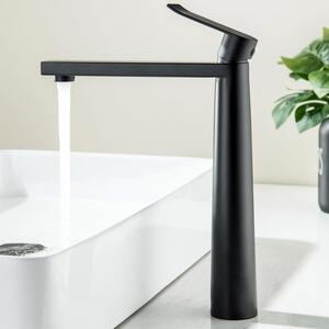 Miscelatore monocomando per lavabo, finitura opaca nera, rubinetteria da bagno