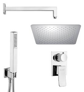 Kit doccia completo Jacuzzi | Rubinetteria Tank con braccio, soffione 25cm, doccetta e miscelatore