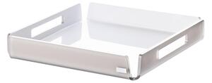 Vassoio quadrato Mini Like Water dimensioni 20x20xh4 cm, spessore 5 mm adatto a servire dolci, aperitivi e portate Tortora Bianco satinato