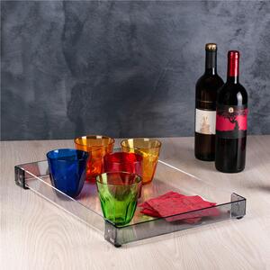 Vassoio rettangolare in cristallo acrilico Grande dimensioni 46x32xh4,5 cm, spessore 5 mm colore fum�