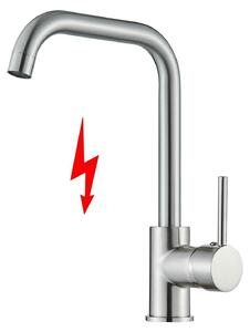 Rubinetto da cucina a bassa pressione, girevole a 360°, finitura spazzolata, colore argento
