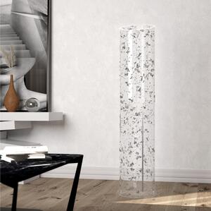 Lampada da terra, Wave realizzata con un�unica lastra di cristallo acrilico piegata a mano dimensioni 25x25xh 120 cm, spessore 10 mm foglie Argento