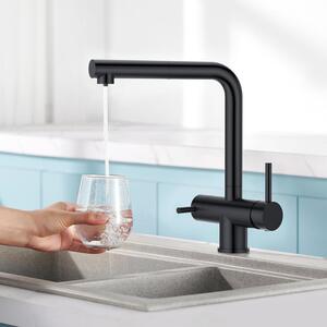 Rubinetto da cucina a tre vie, estensibile, in acciaio inossidabile, colore nero