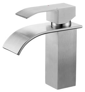 Miscelatore per lavabo a cascata, finitura spazzolata, acciaio inossidabile, diametro 85 mm