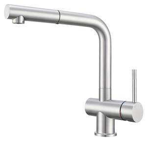 Miscelatore da cucina estraibile con doccetta, rubinetto in acciaio inossidabile a forma di L, girevole a 360°, miscelatore monocomando
