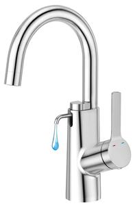 Rubinetto monocomando per cucina e bagno, girevole a 360°, con dispenser per sapone, finitura cromata