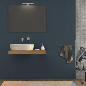 Mensolone da bagno Rovere tabacco sospeso 90 cm con specchio filo lucido