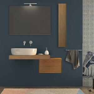 Mensolone da bagno Rovere tabacco sospeso 90 cm con pensile da 100 cm e cassettone da 50 cm