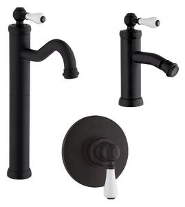 Set rubinetti lavabo tipo alto bidet e incasso doccia nero opaco serie Tosca di Jacuzzi Rubinetteria