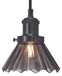 PR Home Lampada a sospensione August, nero, Ø 15 cm, vetro ondulato