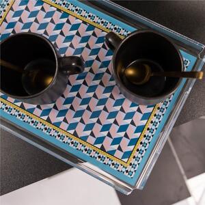 Vassoio Rettangolare small in cristallo acrilico MODER DECOR dimensioni 32x22xh3,5 cm, (adatto x 6 Bicchieri o 4 tazzine con piattino) multicolor