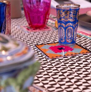Sottobicchiere quadrato in plexiglas bicolore ETHNIC 10x10 cm colore in cristallo acrilico trasparente con base stampata; set da 6 pz