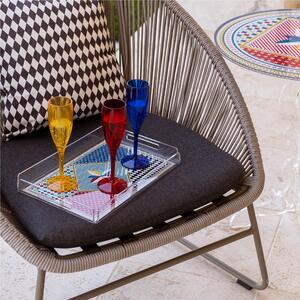 Vassoio Rettangolare small in cristallo acrilico FOULARD DECOR dimensioni 32x22xh3,5 cm, (adatto x 6 Bicchieri o 4 tazzine con piattino) multicolor