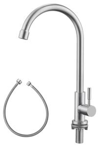 Miscelatore monocomando per lavello da cucina, solo acqua fredda, rotazione a 360°, acciaio inossidabile spazzolato, alta pressione