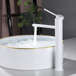 Miscelatore monocomando per lavabo, rubinetto da bagno, colore bianco, acciaio inossidabile
