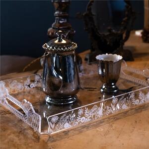 Vassoio Rettangolare Grande in cristallo acrilico LE JARDIN dimensioni 45x31xh 7,5 cm, (adatto x 12 Bicchieri o 8 tazzine caffe con piattino) multicolor