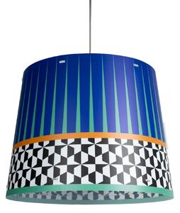 Lampada a sospensione con cappello in polipropilene stampato BRIGHELLA diametro 48x h36 cm interno prismatico decoro ETHNIC
