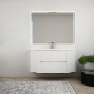 Mobile da bagno bianco frassino sospeso 120 cm con specchio led