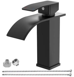 Miscelatore per lavabo a cascata, finitura nera opaca, acciaio inossidabile 304