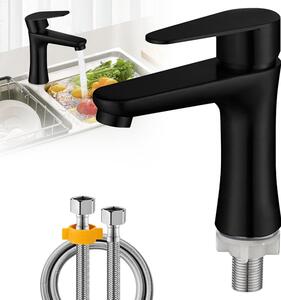 Rubinetto per acqua fredda, acciaio inossidabile, monocomando, per lavabo, altezza 80 cm, con tubo
