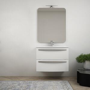 Mobile bagno sospeso 75 cm design tondo bianco lucido - Berlino con specchio filo lucido