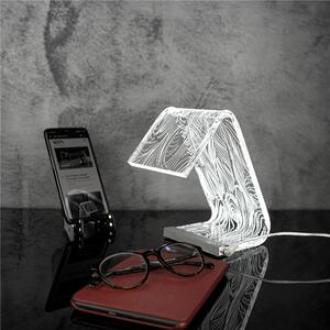 Abat-Jour Lampada da tavolo in cristallo acrilico tagliato al laser C-LED PIUMA 11x17xh19 cm - 1,9 W-24 V struttura in Plexi