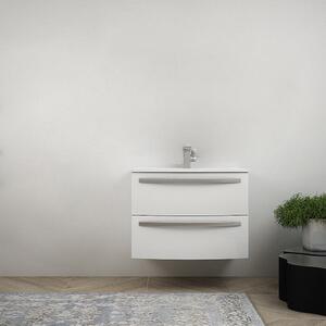 Mobile bagno sospeso 75 cm design tondo bianco lucido - Berlino senza specchio e senza colonna