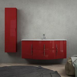 Mobile bagno rosso lucido sospeso Praga 140 cm con colonna da 140 cm