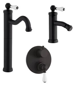 Miscelatori lavabo alto bidet e doccia incasso con deviatore Jacuzzi Rubinetteria modello Tosca nero opaco