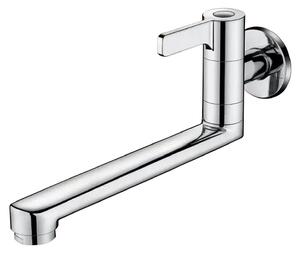 Rubinetto per lavabo, acqua fredda, montaggio a parete, ottone cromato, 20 cm
