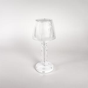 Lampada piccola MINI lady a led ricaricabile Dotata di interruttore Dimmer touch , dimensioni 14x14xH33 cm, Autonomia 8 ore spessore 6 mm trasparente