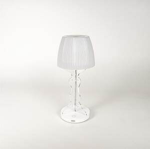 Lampada piccola Mini lady a led ricaricabile Dotata di interruttore Dimmer touch , dimensioni 14x14xH33 cm, Autonomia 8 ore spessore 6 mm bianco