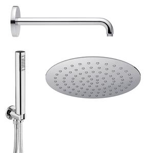 Set doccia Jacuzzi | Rubinetteria tondo con doccetta soffione ultrapiatto tondo 25 cm e braccio doccia