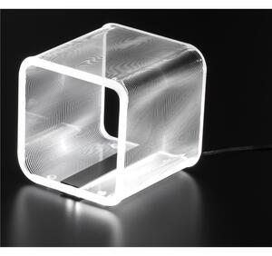 Lampada da tavolo LED SMALL SOLID FLOTS 14,5x14,5xh14,5 cm 5 W -6.000 K in Cristallo acrilico inciso trasparente