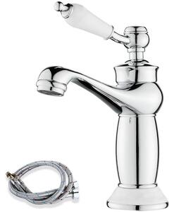Rubinetto da bagno, stile retrò vittoriano, in ottone cromato, miscelatore monocomando