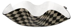 Centrotavola, Portafrutta Medio in cristallo acrilico Foulard decor Dimensioni 33xh10 cm colore multicolor