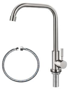 Rubinetto per acqua fredda, miscelatore da cucina, acciaio inossidabile, finitura nickel spazzolato, monoblocco