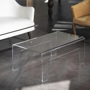Tavolino da Salotto rettangolare AIR trasparente incolore, dimensioni 80x47xH35 cm, Peso 10 kg spessore 10 mm