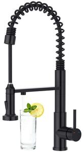 Miscelatore da cucina, tre funzioni, flessibile estraibile, colore nero, acciaio inossidabile