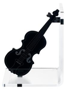 Reggilibro Collezione Musica in Cristallo Acrilico Violino 15.5x10x h 20 cm Trasparente e Nero