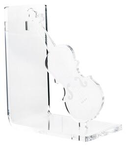 Reggilibro Collezione Musica in Cristallo Acrilico Violino 15.5x10x h 20 cm Trasparente e Nero