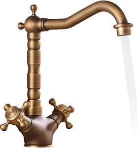 Rubinetto per lavello da cucina, design vintage, girevole a 360°, completo di tubi