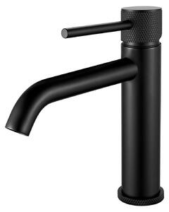 Miscelatore monocomando nero per lavabo, con bocchetta di scarico da 105 mm