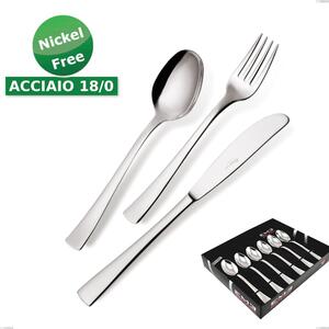 Confezione vetrina 6 pezzi caff� Alfa 18/0 nichel free, (Acciaio 18/ C) Nichel Free, spessore 2 mm- posate