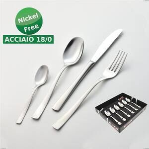 Confezione vetrina 6 pezzi moka Alfa Satinata 18/0 nichel free, (inox 18/ 0) Nichel Free, spessore 2 mm