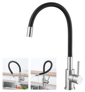 Miscelatore per lavello da cucina, nero, girevole a 360°, per alta pressione, in acciaio inossidabile, monocomando