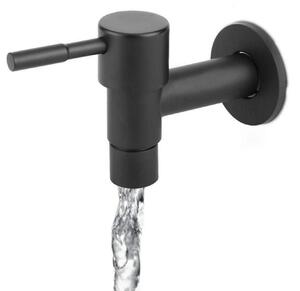 Miscelatore per lavabo in acciaio inossidabile nero, con scarico rapido, attacco G1/2", monocomando, solo acqua fredda