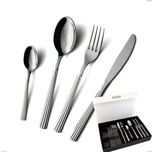 Set di posate 24 pezzi bavaria in confezione panoramica a libro coltello economico, Acciaio inox (Aisi 304) lucido stile classico