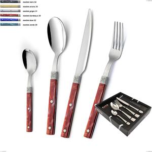 Confezione vetrina 24 pezzi boheme, Acciaio inox (Aisi 304) ghiera incisa con decoro classico e finitura argentata